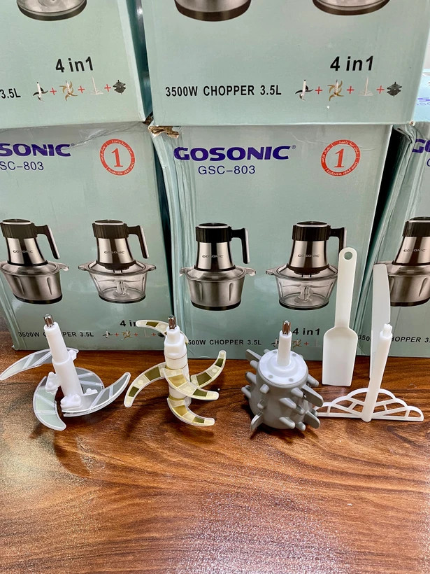 خردکن دو کاسه گوسونیک _4+6 تیغه طلایی تیتانیوم همراه با سیر پوست کن و همزن_3500 وات _مدل GSC-803