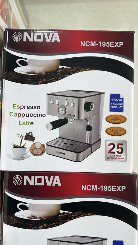 اسپرسو وقهوه ساز تمام استیل ۲۵ بار نوا ۱۵۰۰ وات اتوماتیک- مدل NCM-195EXP