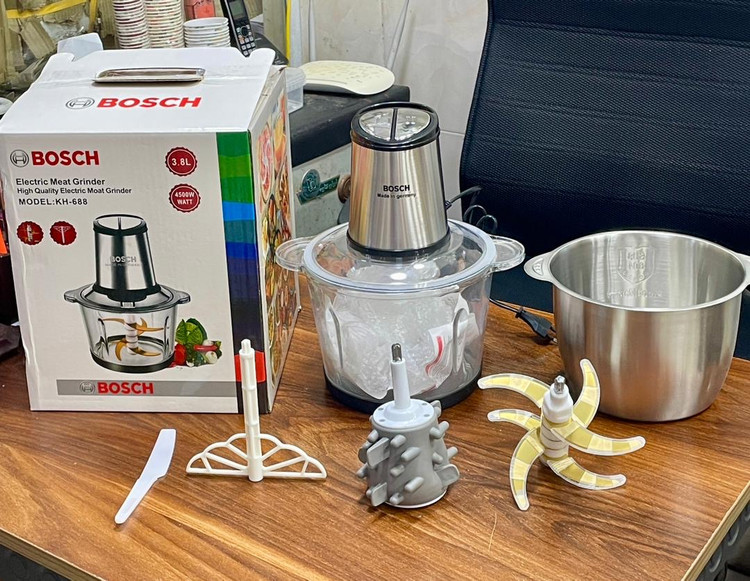 خردکن دو کاسه بوش مدل KH_688 با 6 تیغه تیتانیوم طلایی و توان 4500 وات