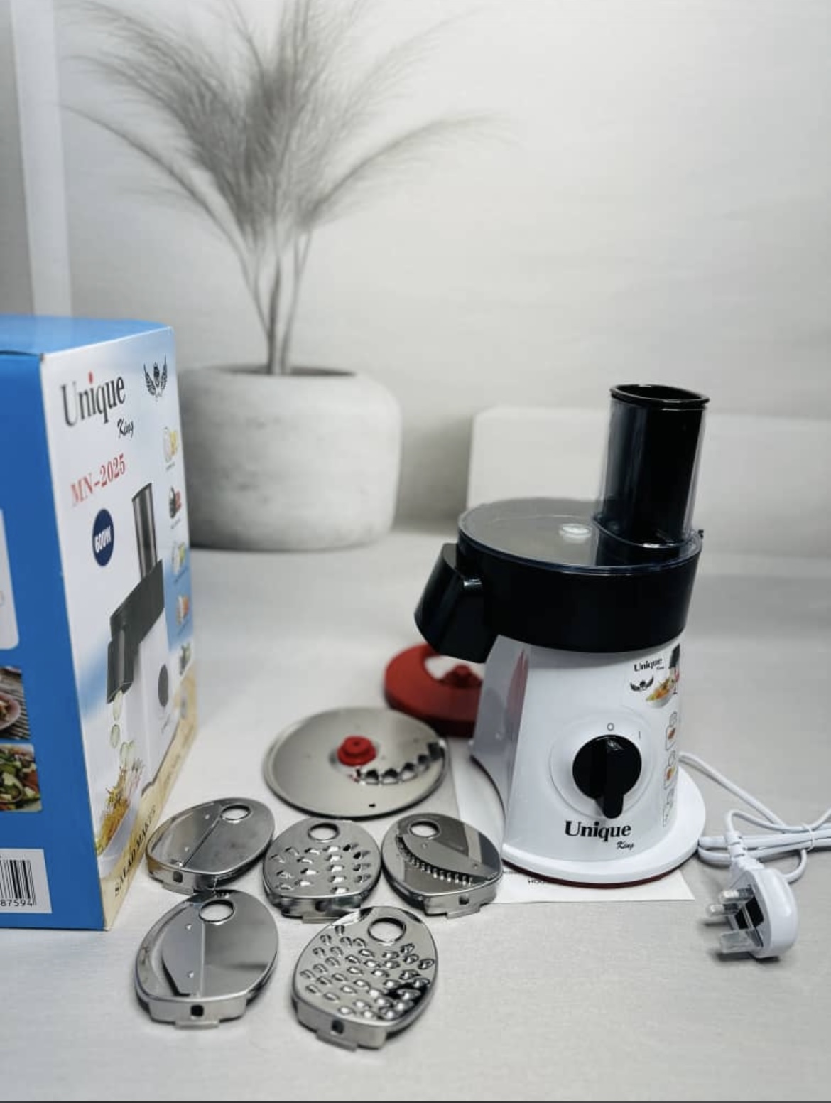 سالاد ساز و رنده برقی چندکاره، 6 تیغه، مدل MN-2025 برند یونیک