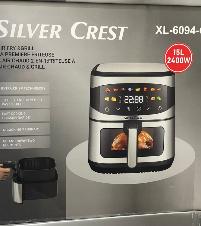 سرخکن دوالمنت 15 لیتر سیلورکرست- توان 2400 وات جلوچشیشه ای- مدل XL-6094
