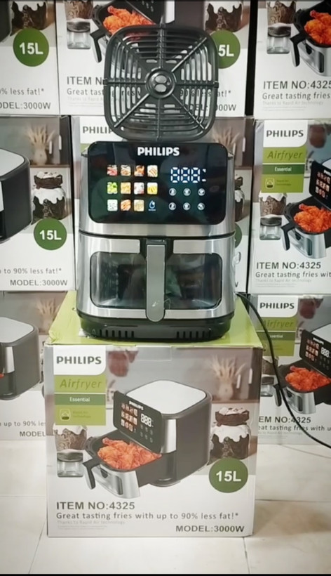 سرخکن دو المنت 15 لیتر فیلیپس- جلوشیشه ای مانیتوردار-توان 3000 وات مدل PH-4۳۲۵