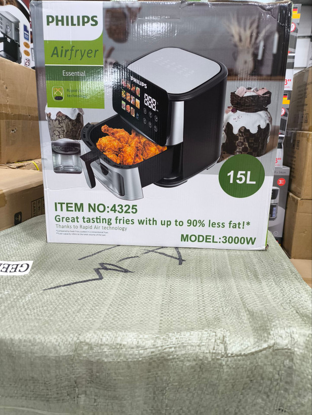 سرخکن دو المنت 15 لیتر فیلیپس- جلوشیشه ای مانیتوردار-توان 3000 وات مدل PH-4۳۲۵