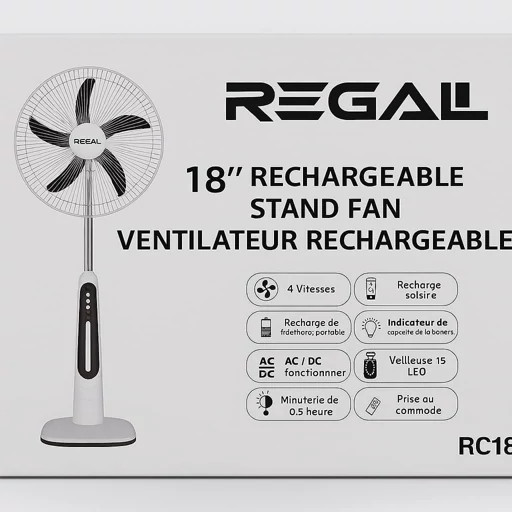 پنکه ایستاده شارژی رگال مدل RC-18
