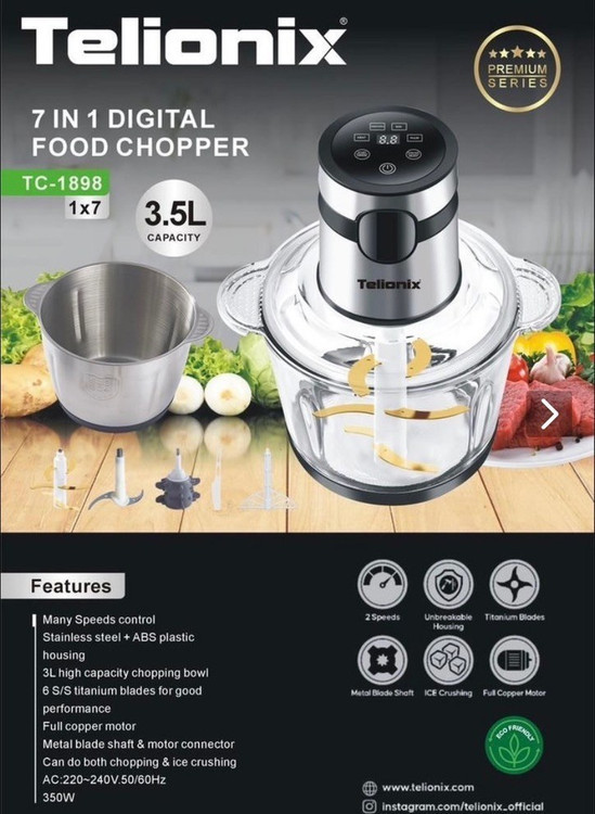 خردکن حرفهای تلیونیکس مدل TC1898 با ظرفیت 3.5 لیتر