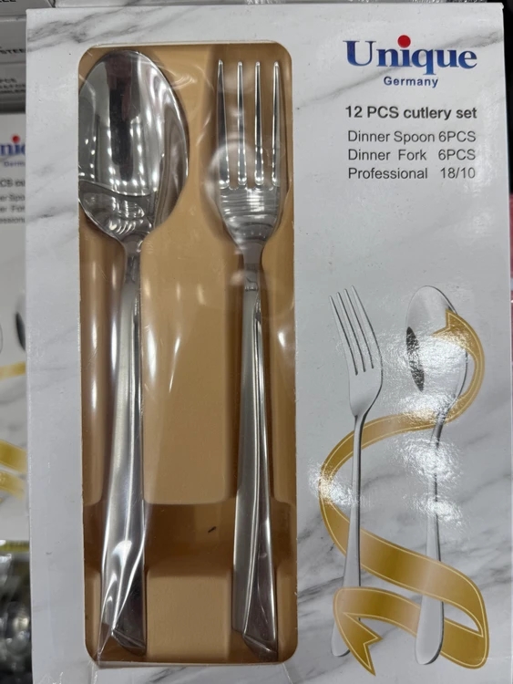 سرویس قاشق و چنگال ۱۲ پارچه Unique Germany مدل 18/10 استیل ضد زن