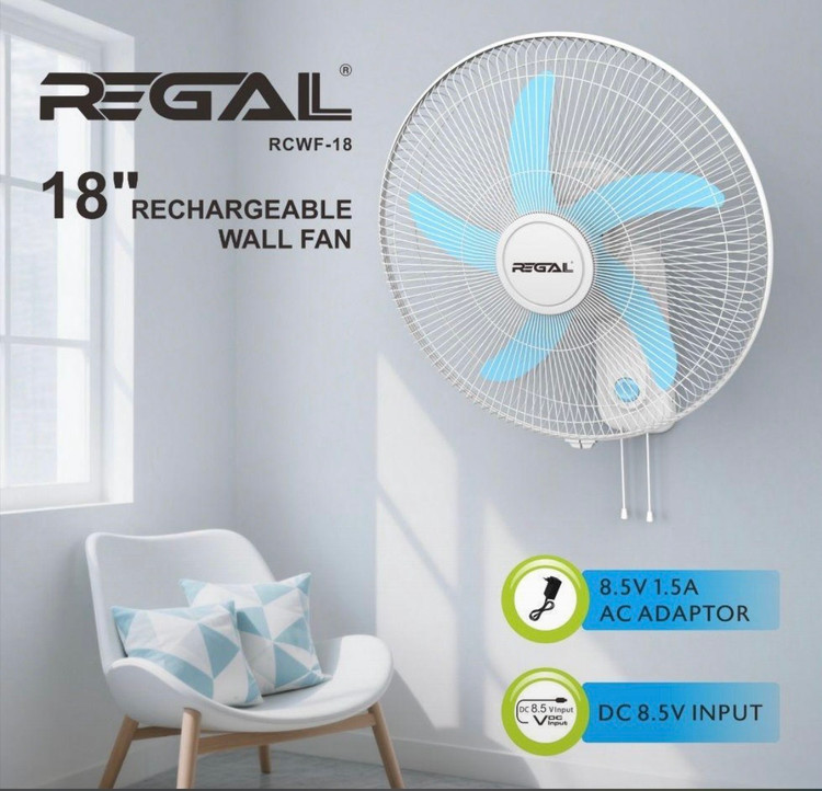 پنکه دیواری شارژی ۱۸ اینچ ریگال (REGAL) مدل RCWF-18