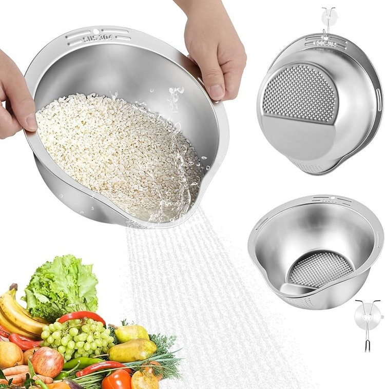 آبکش برنج شور استیل تکی درب دار